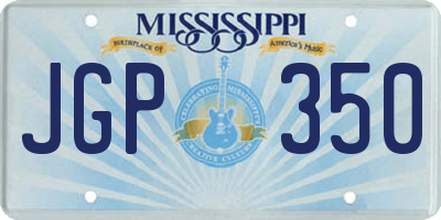 MS license plate JGP350