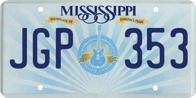 MS license plate JGP353