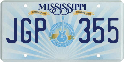 MS license plate JGP355