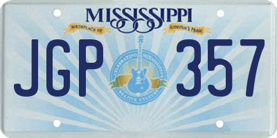 MS license plate JGP357