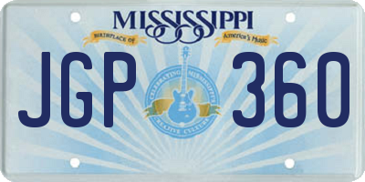 MS license plate JGP360