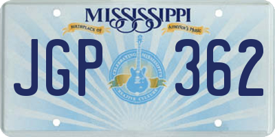 MS license plate JGP362