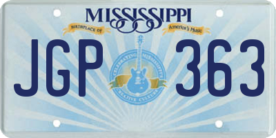 MS license plate JGP363