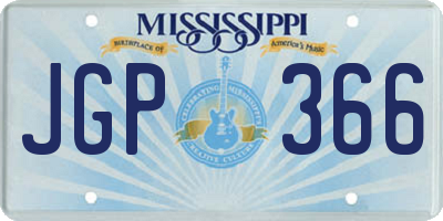 MS license plate JGP366