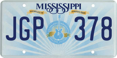 MS license plate JGP378