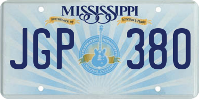 MS license plate JGP380