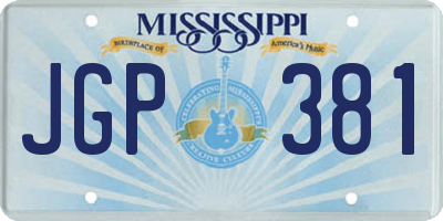 MS license plate JGP381
