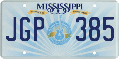 MS license plate JGP385