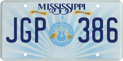 MS license plate JGP386