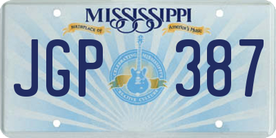 MS license plate JGP387