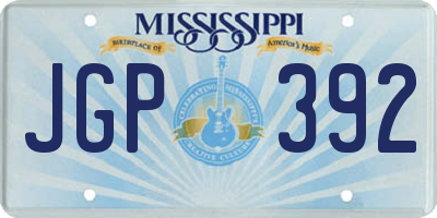 MS license plate JGP392