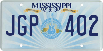 MS license plate JGP402