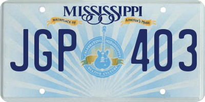 MS license plate JGP403