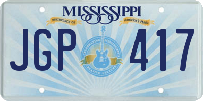 MS license plate JGP417