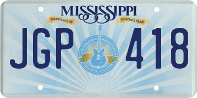 MS license plate JGP418