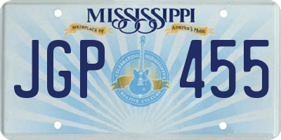 MS license plate JGP455