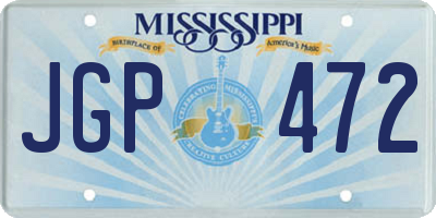 MS license plate JGP472