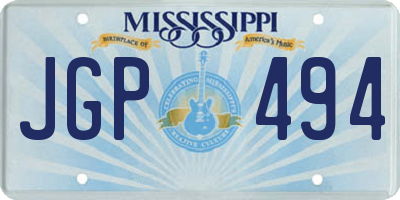 MS license plate JGP494