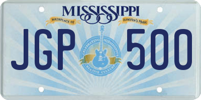 MS license plate JGP500