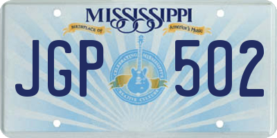 MS license plate JGP502