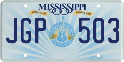 MS license plate JGP503