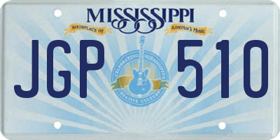 MS license plate JGP510