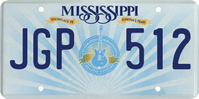 MS license plate JGP512