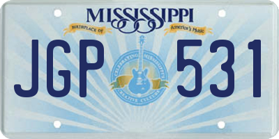 MS license plate JGP531