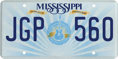 MS license plate JGP560