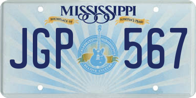 MS license plate JGP567