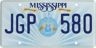 MS license plate JGP580