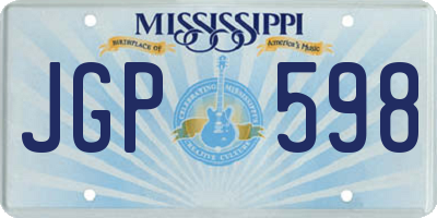 MS license plate JGP598