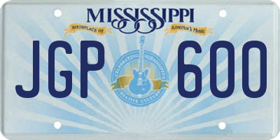 MS license plate JGP600
