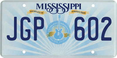 MS license plate JGP602