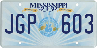 MS license plate JGP603