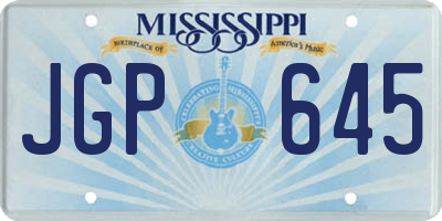 MS license plate JGP645