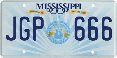 MS license plate JGP666