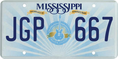 MS license plate JGP667