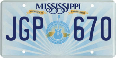 MS license plate JGP670