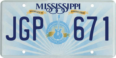 MS license plate JGP671
