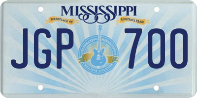 MS license plate JGP700