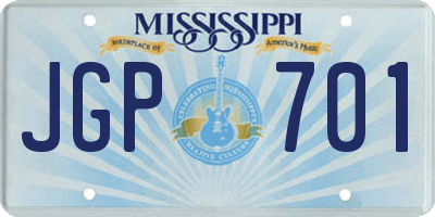 MS license plate JGP701