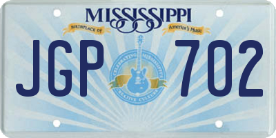 MS license plate JGP702