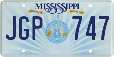 MS license plate JGP747
