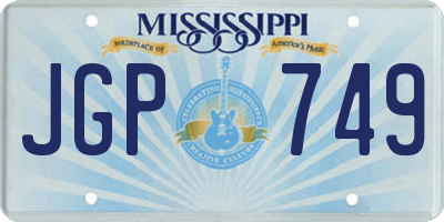 MS license plate JGP749