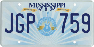 MS license plate JGP759