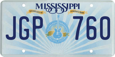 MS license plate JGP760