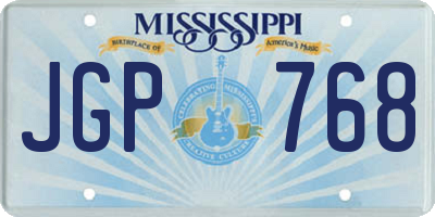 MS license plate JGP768