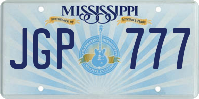 MS license plate JGP777