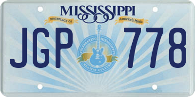 MS license plate JGP778